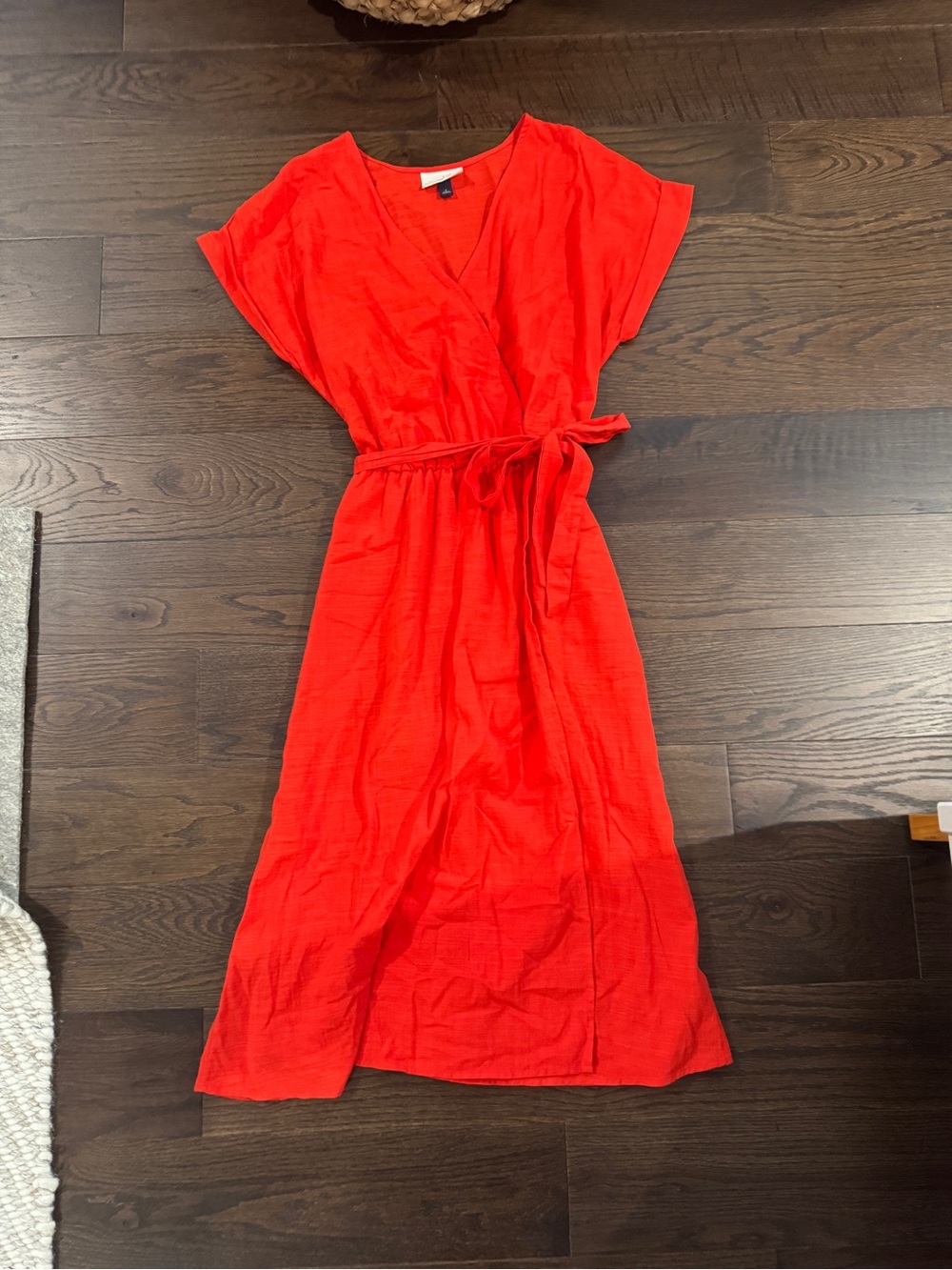 Universal Thread Bright Red Wrap Maxi Dress with Tie Waist